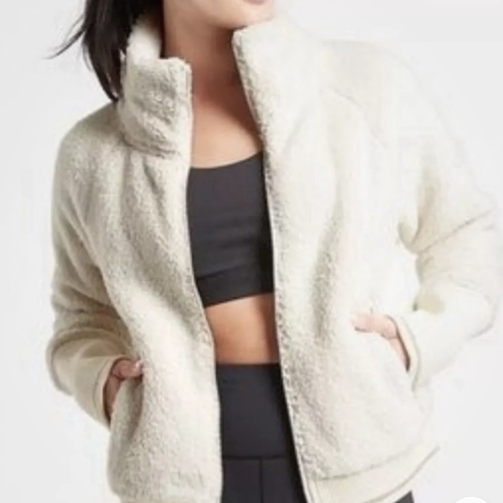 Athleta “Cloud” Sherpa Jacket W/ Full Zip, Pockets & Mock Neck - Picture 2 of 11